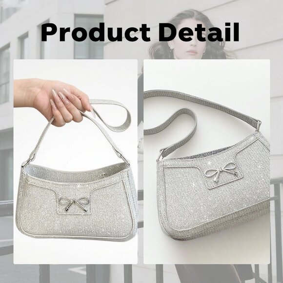 Women's White Bling Sequin Purse Evening Ladies Sparkling Party Clutch Handbag - Picture 8 of 8